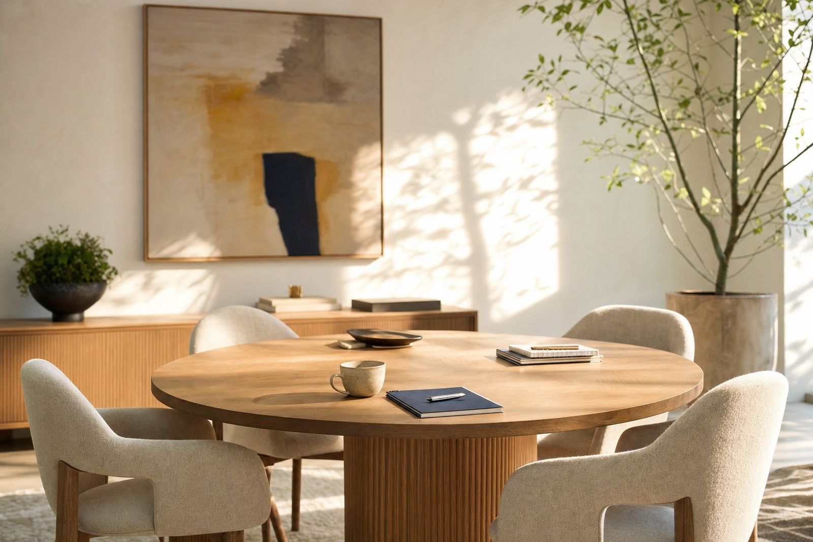A calm, light-filled meeting space.